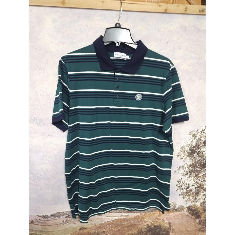 Wimbledon Ottoman Stripe Zip Neck Polo Shirt In Green Size XL Men's